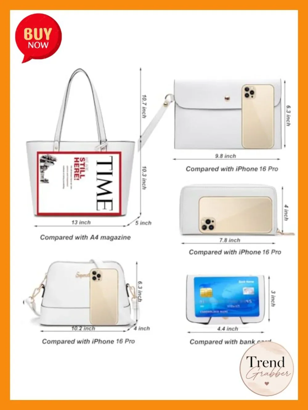 5-Piece PU Leather Satchel Set Tote Messenger Bag Wallet Clutch Card Holder